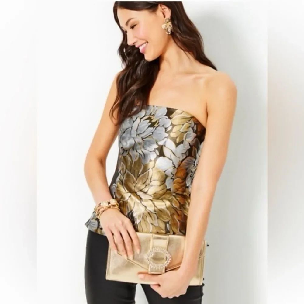 Lilly Pulitzer Camilo Strapless Floral Jacquard Metallic Peony Parade Brocade